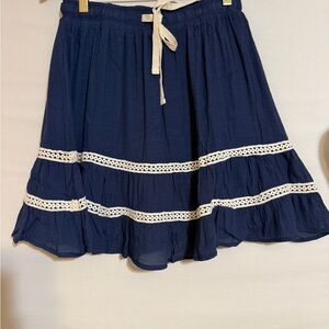 NWT Umgee Navy Blue Women's Skirt with Lace crochet trim Small & Med available